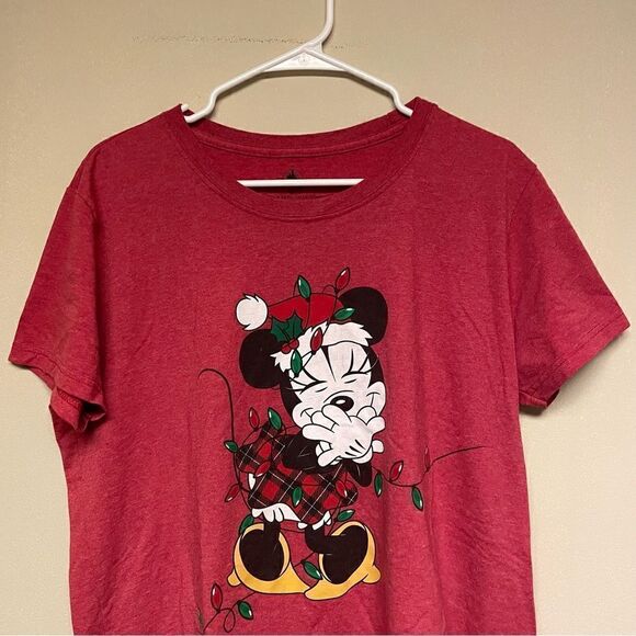 Disney Minnie Mouse Short Sleeve Red Christmas T Shirt Size XL - Picture 1 of 4